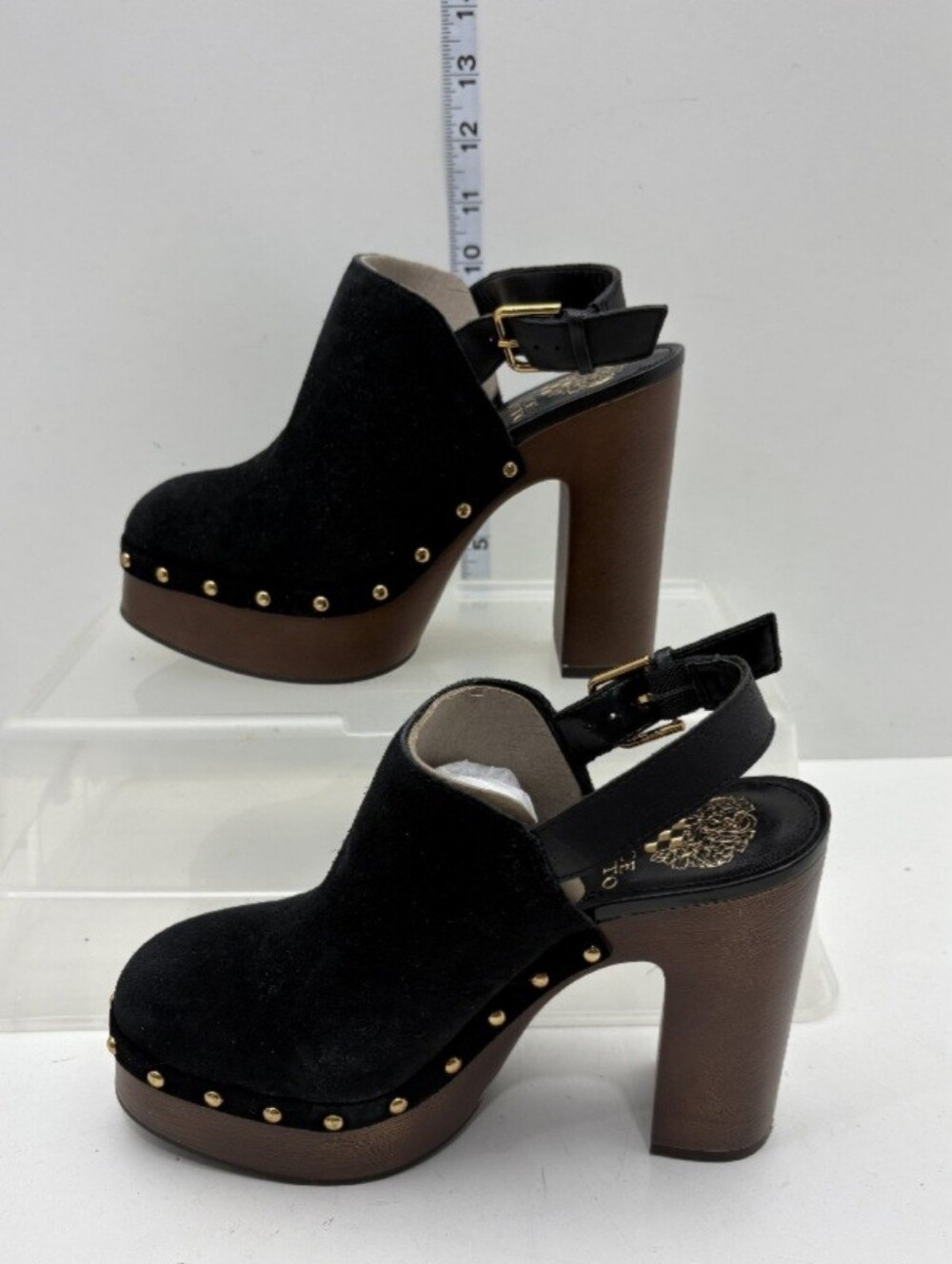 Vince Camuto Black Suede Studded Platform Clogs Size 6.5. Offers Welcome